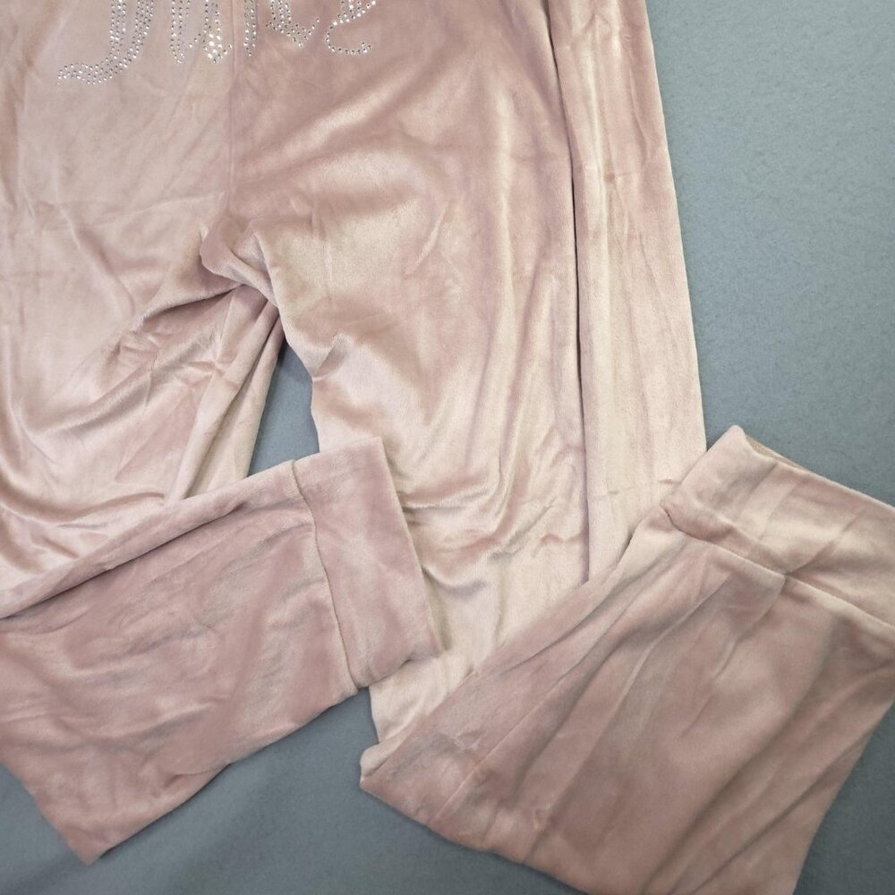 Juicy Couture Sleepwear Pants Womens Large Pink Velour Juicy Rhinestone Lounge - Picture 6 of 12